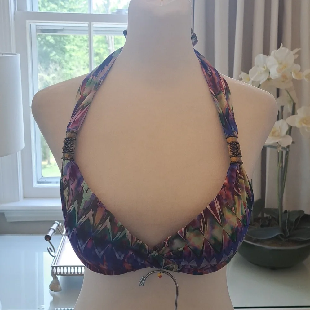 Becca By Rebecca Virtue Womens Two Piece Bikini Set Aztec Print Lined Padded S&M